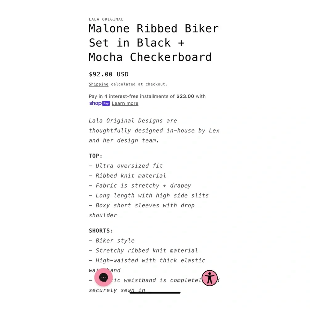 Dressed in LALA Malone Biker set in Mocha and Black Checkerboard - Picture 10 of 16